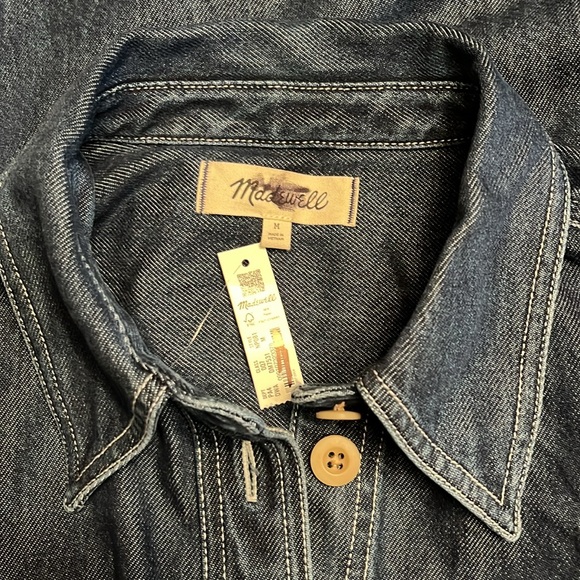 Madewell Denim Oversized Mini Shirtdress long sleeve  Size M NWT - Picture 10 of 10